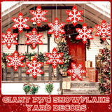 12 Pieces Winter Inflatable Snowflake Outdoor Decorations Blow up Winter Red Inflatable Hanging PVC Waterproof Snowball Outdoor Ornaments Decorations for Party Decor Yard Garden Lawn