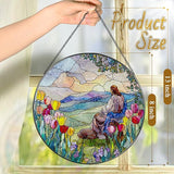 Stained Glass Suncatcher, Jesus and Sunrise Sun Catcher Ornament; Stained Glass Window Hanging, Christmas Ornament, Christian Home Decor; Baptism Gift, Christian Gifts, Religious Gifts