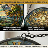 Christian Stained Glass Suncatcher, Faith Hope Love Cross Stained Glass Window Hanging, Sun Catchers Indoor Window Decor, Stained Glass Window Panel, Suncatchers for Windows Hanging Gift (6 Inch)