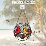 DASTOLL Stained Glass Window Hanging, Love Birds Cardinals Sun Catchers Colorful Glass Panel Birds Suncatcher Decor for Birthday for Women, Men, Wife, Lovers, and Mom 6.3 in