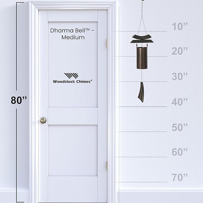 Woodstock Wind Chimes for Outside, Garden, Patio, Porch and Outdoor Decor (38") Antique Copper Dharma Bell Medium (DBMD)