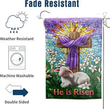 Christian Easter Garden Flags for Outside 28x40 Double Sided He Is Risen House Flag Religious Easter Lamb Decor Stained Glass Cross Flag Lily Spring Outdoor Flag Large
