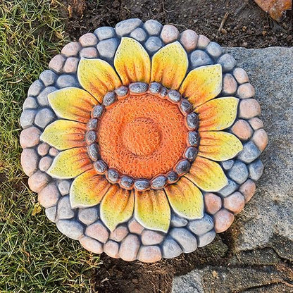 Sunflower Stepping Stones - Outdoor Garden Pavers for Walkway - Decorative Stones 9.5*9.5*0.7 Inch LC Lcdecohome