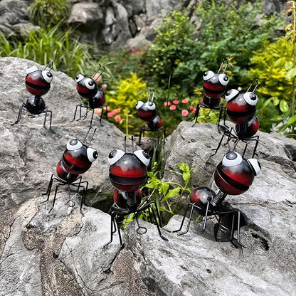 Cruis Cuka Metal Yard Art Garden Decor for Outside Cute Ants Yard Decorations Outdoor Lawn Ornaments Backyard Gifts for Mom - Set of 8（All Black）
