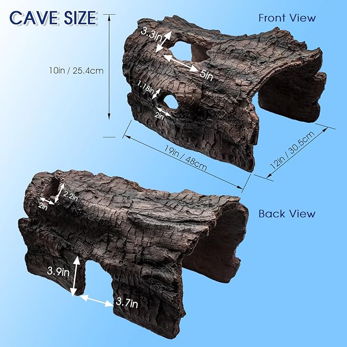 Faux Log Fish Cave, Fish Hide & Aquarium Cave for Koi Pond Decor All-Weather Predator Protection Shelter Durable Pond Decorations for Ponds, Aquariums and Terrariums
