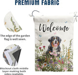 Floral Bernese Mountain Garden Flag Spring Summer House Flags 28 x 40 Double Sided Flower Dog Yard Flags for Outside Large Outdoor Welcome Flags