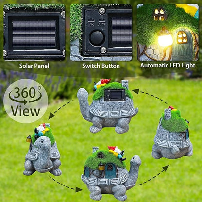SunGlee Solar Turtles for Outdoors Turtle Solar Light Garden Statue Cute Tortoise Garden Outdoor Decor for Patio Lawn Yard Gifts for Mom Grandma Housewarming Birthday
