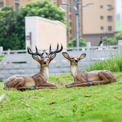 Outdoor Large-Sized Deer Garden Statue,Decorative Sculpture, 23 inches Indoor/Outdoor Garden Decoy Animal Statue Forest Fawn Sculpture