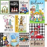 Set of 10 Gnome Seasonal Garden Flags,Double Sided 28 x 40 Inch Yard Flags,Large House Flags for outside, Christmas Spring Seasonal Flag for Outdoor,Holiday Garden Flags for All Seasons