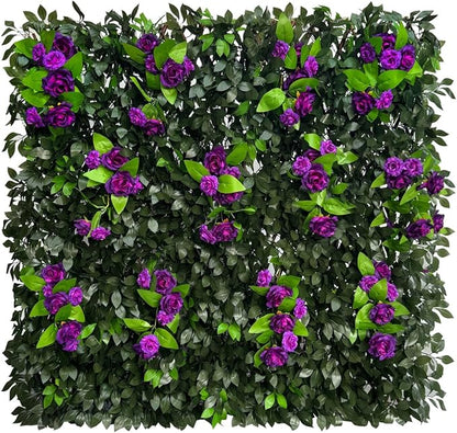 GLANT Expandable Fence Privacy Screen for Balcony Patio Outdoor,Decorative Faux Ivy Fencing Panel,Artificial Hedges (Single Sided Leaves) (4, Branches -Purple Rose)