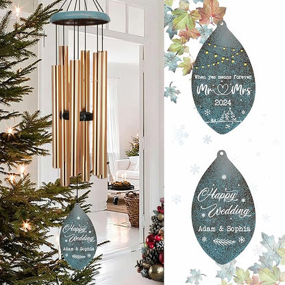ASTARIN Wedding Gifts Wind Chime, Personalized Names & Date Wind Chimes Gifts for Couple 2024, Wedding Gift for Newlywed Bride Groom Husband Wife, Valentine’s Day Anniversary(Produced in USA)