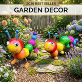2 PackCute Caterpillar Metal Garden Statues Outdoor Art, Colorful Insect Lawn Ornaments for Backyard Patio Decorations, Funny Animal Yard Decor Gifts for Women Mom