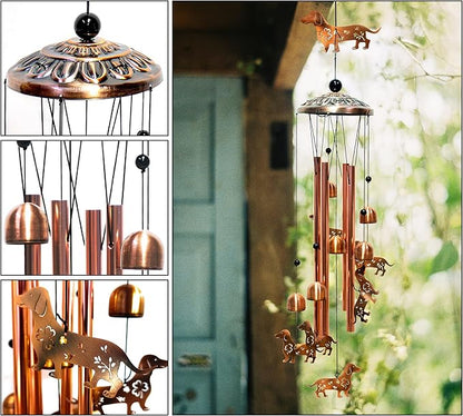 Dachshund Dog Wind Chimes for Outside Windchimes Outdoor/Indoor, Home, Lawn, Porch, Yard Decorations,Metal Garden Decor Dachshund Dog Wind Chimes Gifts for Women/Men Birthday Gifts Memorial Gift