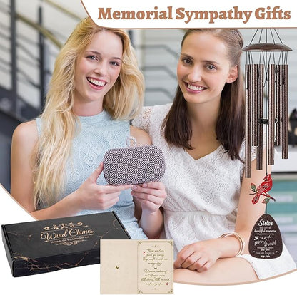 Memorial Gifts for Loss of Sister - 36'' Memorial Wind Chimes for Outside, Sympathy Bereavement Condolence Grief Remembrance Funeral Gifts for Loss of Sister Love One, with S Hook Card