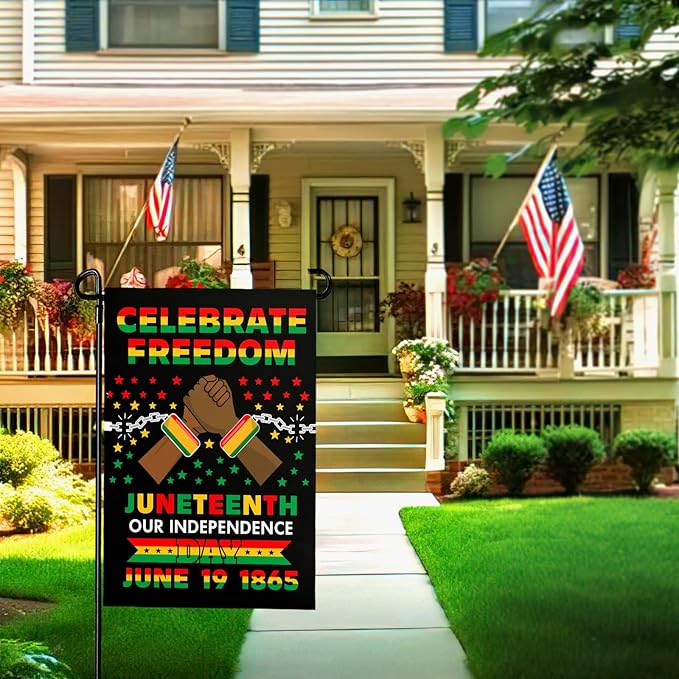 Juneteenth Garden Flag June 19th African American Emancipation Independence Day Yard Flag Celebrate Freedom Since 1865 Garden Flags Stars and Stripes Polyester Double Sized House Banner