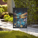 Watercolor Dragonfly and Floral Garden Flags 12×18 Inch Double Sided Decorative Yard Banner Seasonal Flag for Outdoor Outside Decor
