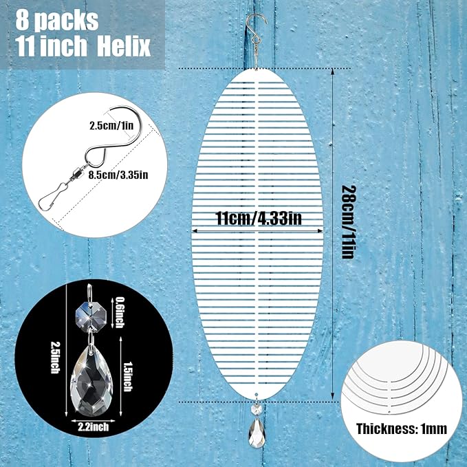 4 Pack 11inch Sublimation Wind Spinner Blanks 3D Aluminum Metal Wind Sculpture Kinetic Spinners for Yard and Garden Indoor Art Ornaments Hanging Decoration (Helix)