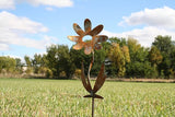 Metal Rustic and Colorful Flower Stakes Ranging from 9.5 to 36 Inches Tall (Daisy, Butterfly and Twisted Daisy Set, Naturally Rusted)