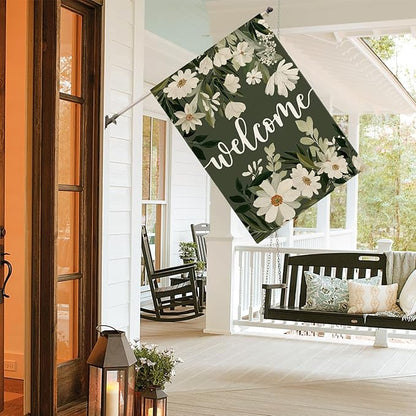 AVOIN colorlife Daisy Spring Flowers House Flag 28x40 Inch Double Sided Outside, Seasonal Floral Welcome Yard Outdoor Flag