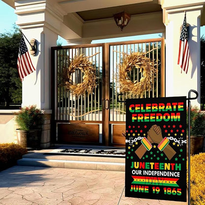 Juneteenth Garden Flag June 19th African American Emancipation Independence Day Yard Flag Celebrate Freedom Since 1865 Garden Flags Stars and Stripes Polyester Double Sized House Banner