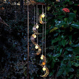 Tryme Solar Moon Wind Chimes Outdoor Solar Lights Windchimes Waterproof Hanging Decorations Gifts for Garden Patio Birthday Thanksgiving Home Party