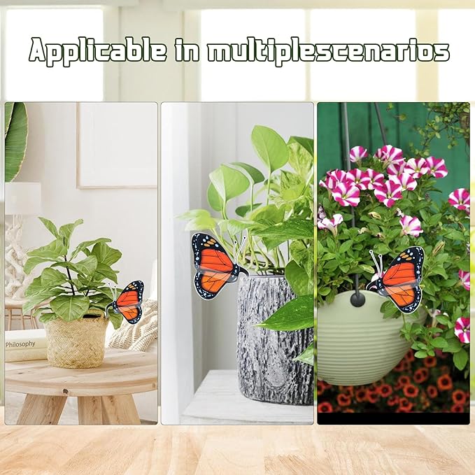 Monarch Butterfly Decorations for Pots, Acrylic Suncatcher Flower Pot Decoration Colorful Butterfly Garden Yard Decor for Spring Home Indoor Outdoor Decor Village Style, Gifts for Women