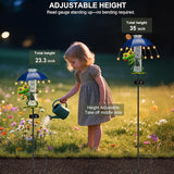 Rain Gauge Outdoor, Frog Rain Gauges with LED Solar Lights Yard Decoration, Metal Yard Art Garden Statues Frog Gifts for Women, Funny Rain Gauge Outdoor Decorative for Patio Garden Decor