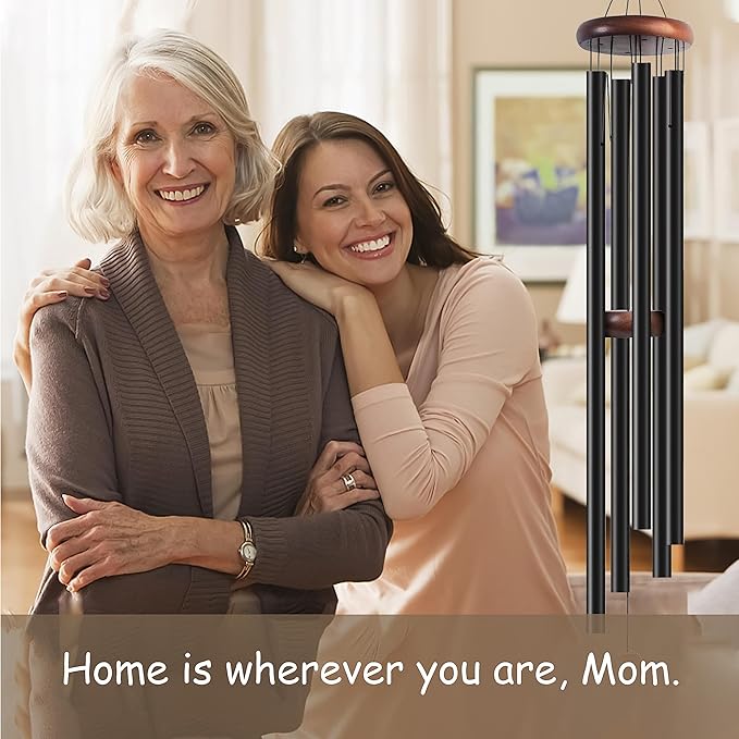 65 Inch Wind Chimes for Outside Deep Tone, Large Wind Chimes with 5 Aluminum Tubes, Courtyard Decoration, Windchimes Outdoor Create an Enjoyable Atmosphere & Give Mom a Gift