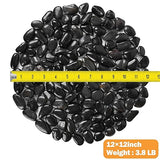 River Rock Stepping Stones Outdoor for Garden Walkway, 12 inch Diameter 6 Pcs Round Shape Paver Step Stones Polished Pebble River Stone Mat for Yard Lawn Patio Pathway Walk Way - Black
