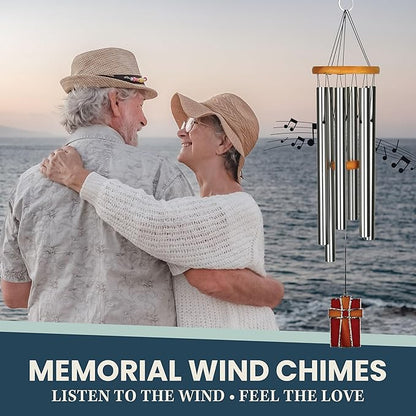 Woodstock Wind Chimes for Outside, Outdoor Decor, Garden, Patio and Front Porch Decor, (28") Memorial Sympathy Wind Chimes Amazing Grace Wind Chime Stained Glass Cross Christmas Gifts (AGS)
