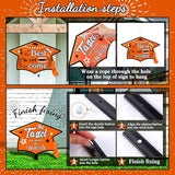 Chunful 12 Pack Graduation Yard Signs Grad Decoration 2026 Happy Graduate Lawn Garden Sign with Stake Congrats Outdoor Plastic Cap Hanging Ornament for Class Pathway Walkway Porch Party(Orange)