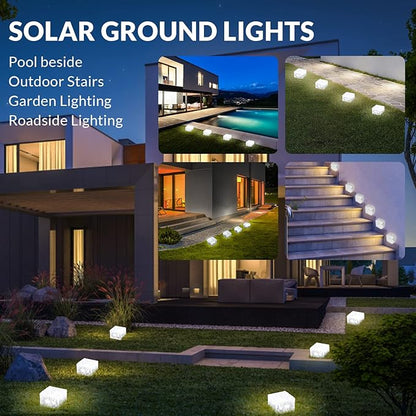 HOFLYW 6 Pack Solar Brick Lights Landscape Path Light Garden Decoration Yard Paver Road Lighting Recessed Paver for Garden, Pathway, Patio, Walkway Decor