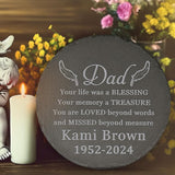 Memorial Garden Stone - Personalized Memorial Gifts for Loss of Loved One - Bereavement Gifts for Loss of Father Mother - Your Memory a Treasure - Round