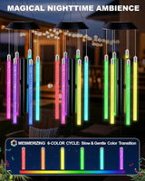 Nacome Solar Wind Chime Outdoor Indoor: Unique Gifts for Mom Grandma Women - Automatic LED Color Changing Light IP65 Waterproof Outside Decor for Garden Patio Balcony Porch(Black)