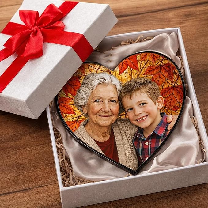 NAZENTI Personalized Stained Glass Portrait Ornament Gifts for Grandma, Custom Family Photo Suncatcher Window Hanging Gift for Mothers Day Fathers Day, Couple or Family Photo Gifts, Holiday Keepsake