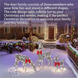 Pre-Lit Outdoor Christmas Deer Family Set, 2D Lighted Reindeer Decoration, 60 LED Warm White Lights, 3-Piece, Waterproof,Battery Powered for Indoor Outdoor Yard Display (A)