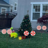 Christmas Candy Cane Lollipop Yard Stakes, Outdoor Holiday Decorations, Peppermint swirPathway Markers, Festive Garden Lawn Decor for Christmas Party and Winter Display, Set of 3