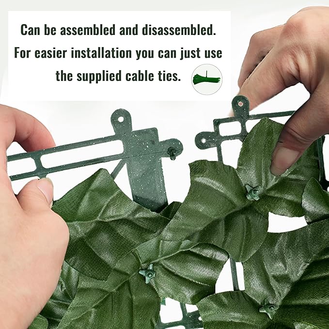 Artificial Ivy Privacy Fence Screen: 40"x 200" (56 Sqft) Anti-Ultraviolet Artificial Hedge Grass Wall, Used for Indoor and Outdoor Green Background, Garden Greening Decoration