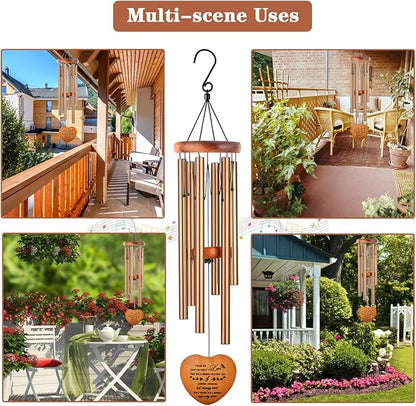Sympathy Gifts for Loss of Loved One, Memorial Wind Chimes, Funeral Bereavement Gifts Baskets, Windchimes in Memory of a Loved One Mom Dad Husband Brother - Golden