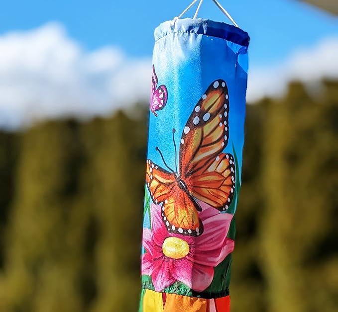 Madrona Brands Butterfly Windsock | Durable Outside Hanging Wind Decoration | Yard, Patio, Porch | 60 Inch