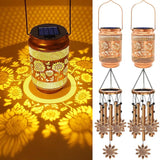 2 Pack Sunflower Solar Wind Chimes for Outside, Gifts for Mothers Day Mom Women Grandma Birthday Memorial Teacher, 32" Windchimes Outdoor Decor Hanging Solar Lantern for Garden Porch Patio Backyard