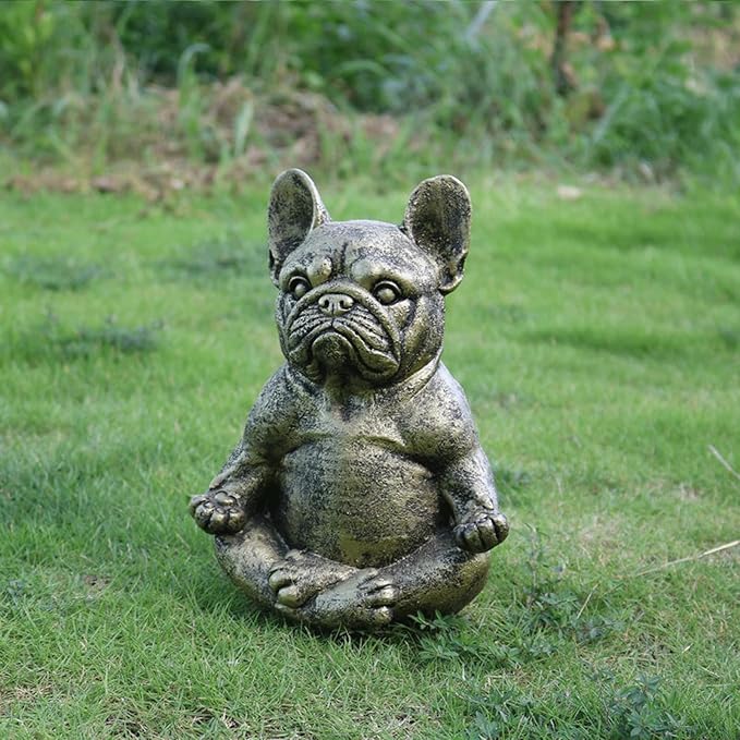 Garden Statues Meditating Dog Statue Buddha Dog Statue Zen Yoga Relaxed Pose Buddha Meditation Figurine for Indoor Outdoor Yard Ornaments Decor