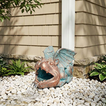 Gothic Gargoyle Gutter Guardian Rain Downspout Extension Outdoor Statue, 12 Inch High, Cast Stone Resin, Bronze Stone Finish for 3"x4" Decorative Gutter Extension