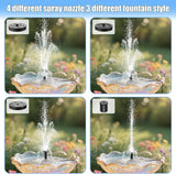 Solar Water Fountain for Bird Bath with Seperate Solar Panel 2W,Solar Fountain Pump for Pond,Water Feature Solar Water Pump