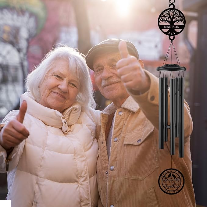 Personalized Anniversary Wind Chime – Custom Wedding Gift for Couple, Parents, Him or Her, Unique Wind Chime Gift for 10th, 20th, 25th, 50th & Any Year Anniversary