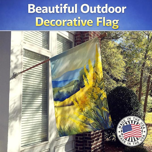 Caroline's Treasures Kentucky Goldenrod in Watercolor House Flag Large Porch Sleeve Pole Decorative Outside Yard Banner Artwork Wall Hanging, Polyester, House Size, Multicolor