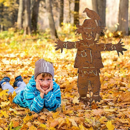 BestAlice 27.36 in Outdoor Metal Scarecrow, Garden Art, Fall Decorative Yard Signs with Stakes, Garden Yard Stake for Home Lawn Front Door Fall Harvest Wall Hanging Decor