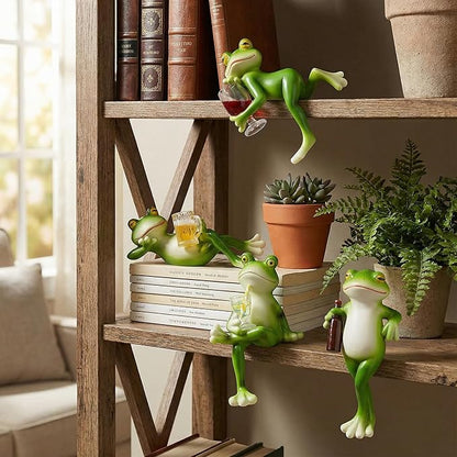 4PCS Frog Garden Decor - Mini Resin Frogs Figurines, Waterproof Garden Frogs Outdoor Decor for Patio,Flower Pot & Indoor Shelf,Funny Garden Decor Frog Ornament Gift for Plant Lovers