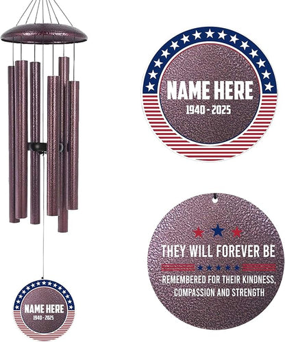 ASTARIN Personalized Wind Chimes for Memorial US Veteran, Deep Tone Wind Chimes for Loss of Loved One Brothers Sisters, Thank You Veteran Solider,Produced in USA