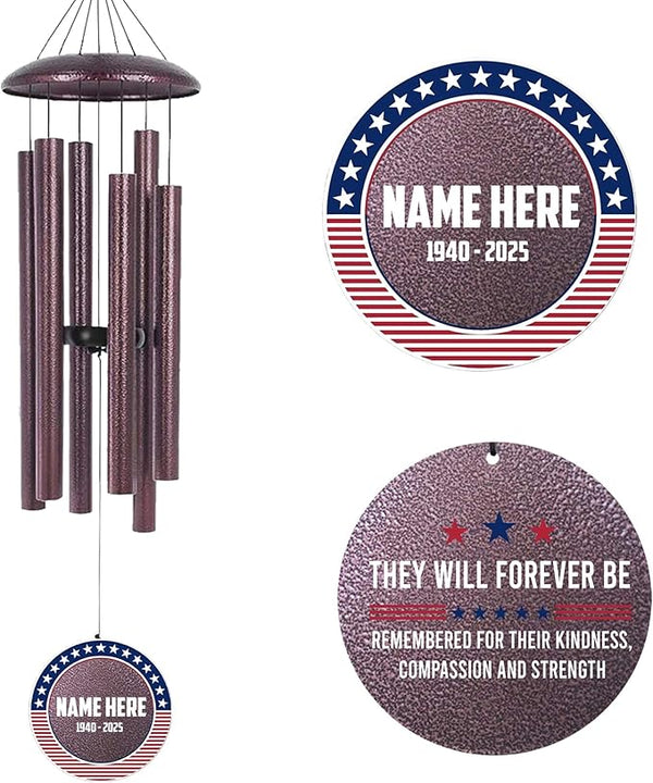 ASTARIN Personalized Wind Chimes for Memorial US Veteran, Deep Tone Wind Chimes for Loss of Loved One Brothers Sisters, Thank You Veteran Solider,Produced in USA